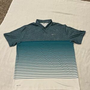 Tiger Woods Nike Men's Blue and White Gradient Polo Shirt